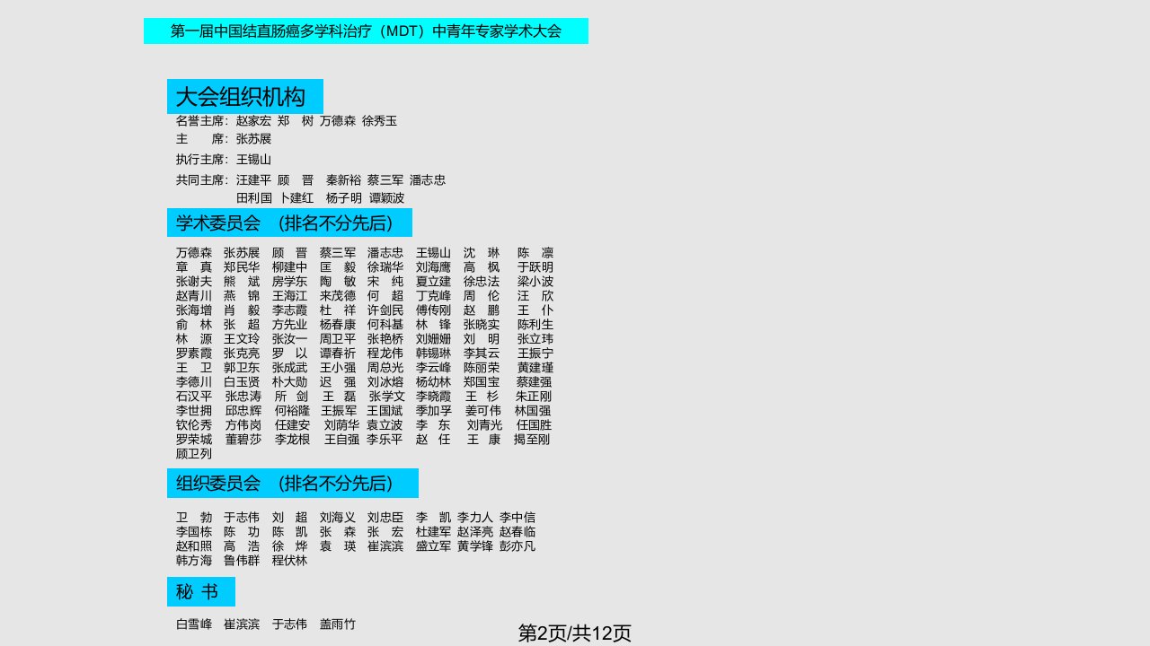 中国结直肠癌多学科治疗MDT中青年专家学术大会