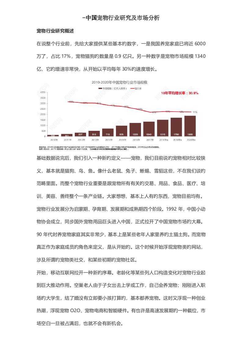 中国宠物行业研究及市场分析