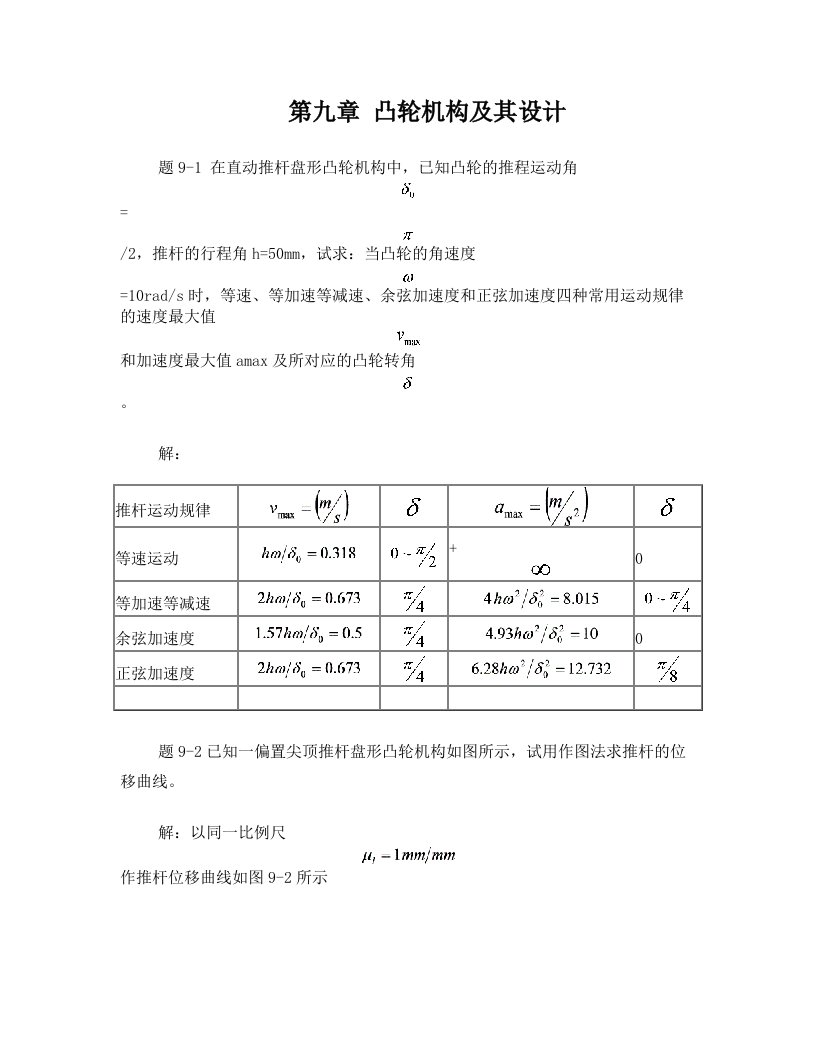 机械原理第九章+凸轮机构及设计