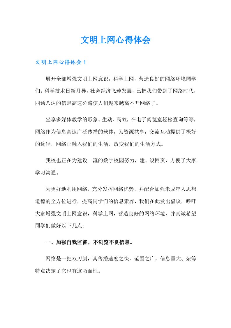 文明上网心得体会