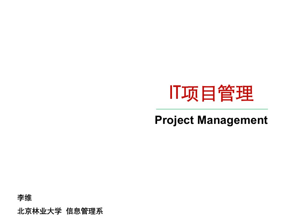 IT项目管理培训教材(PPT