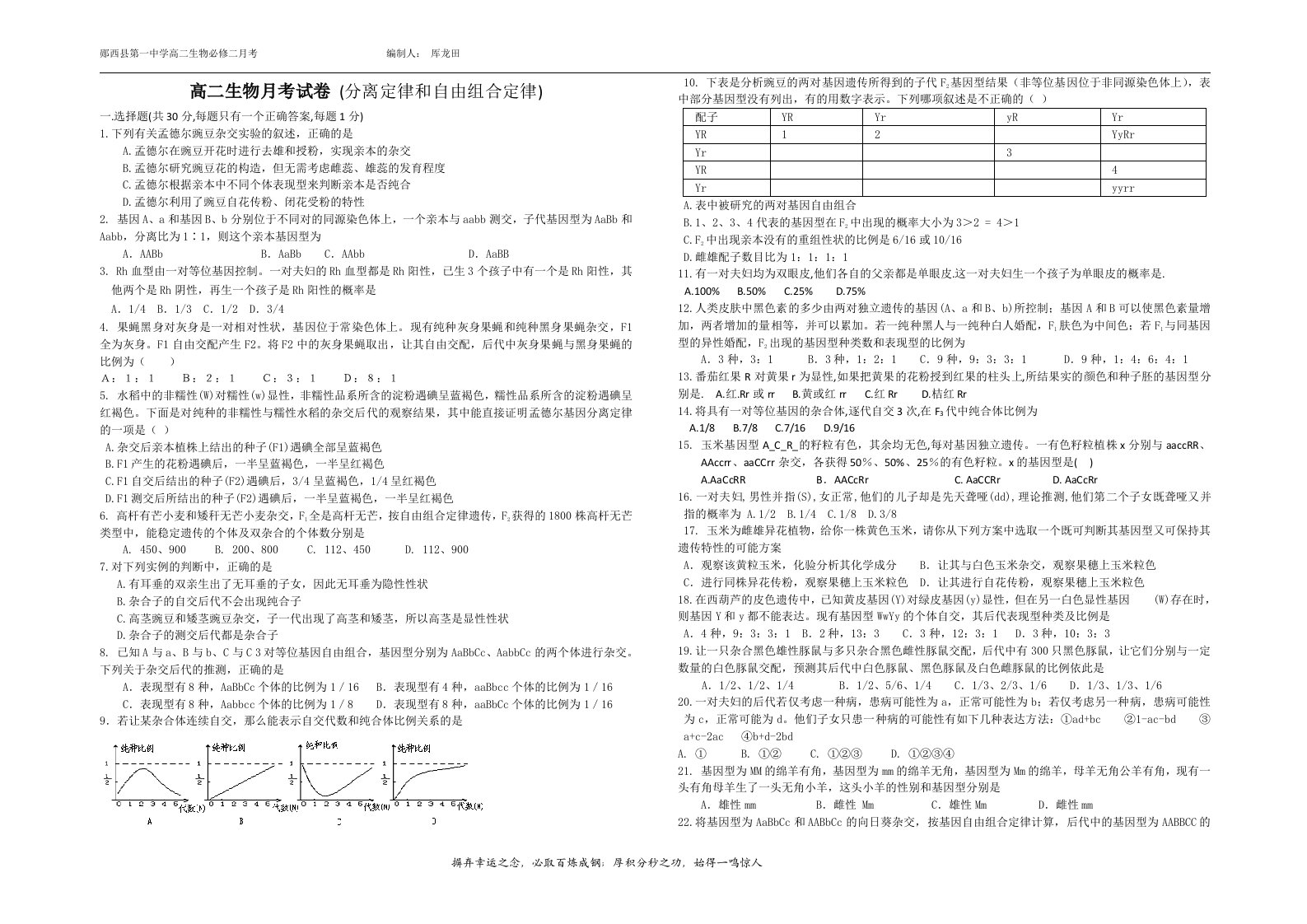 分离组合月考