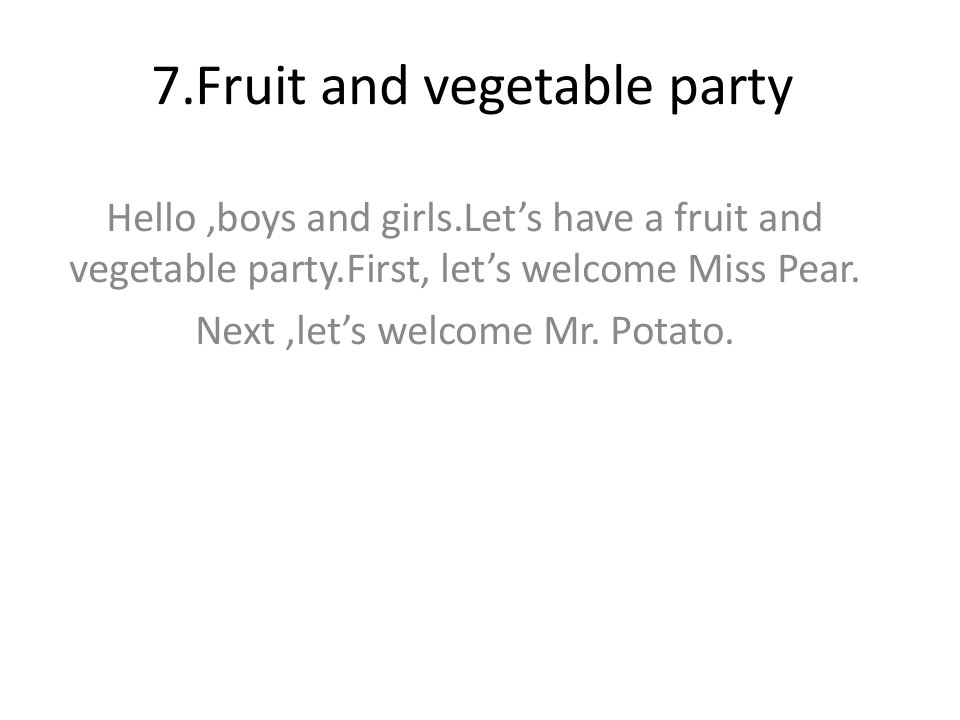 剑桥少儿英语7课FRUITANDVEGETABLEPARTY