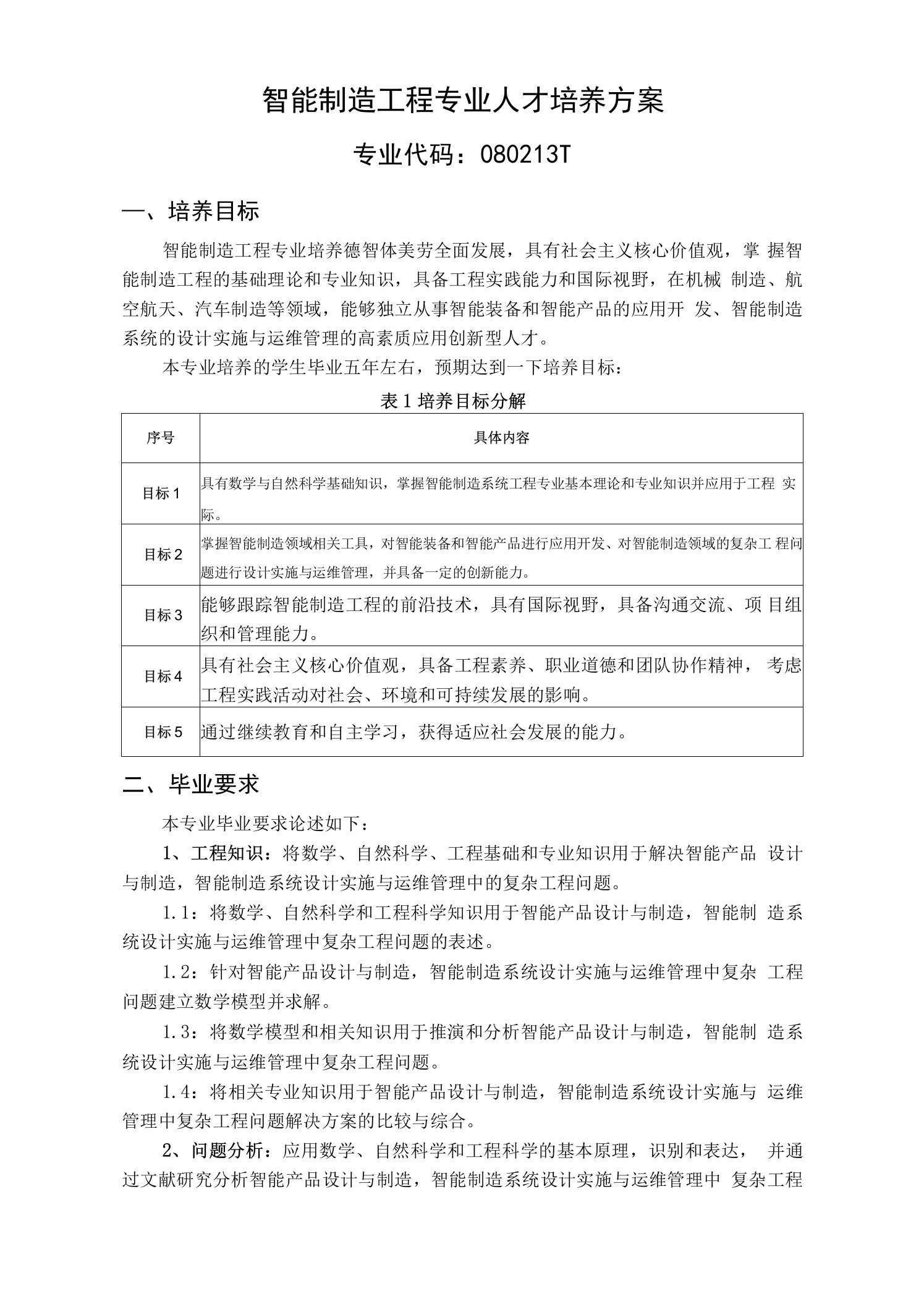 智能制造工程专业人才培养方案