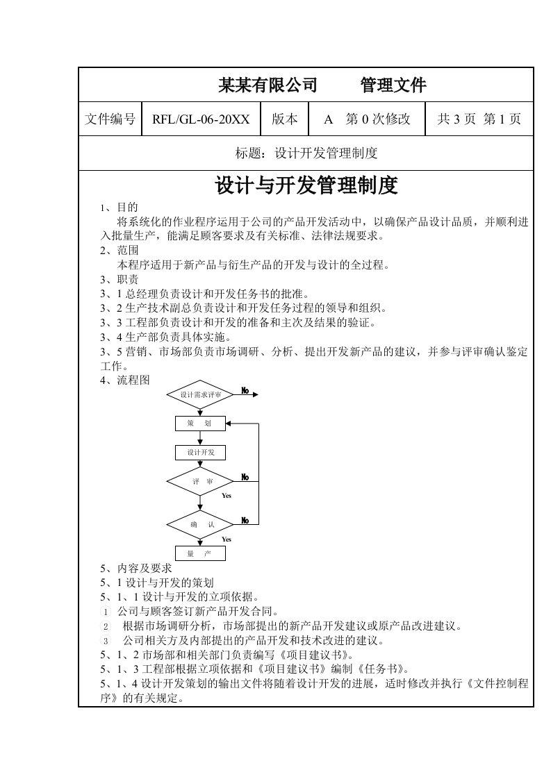 管理制度-设计与开发管理制度1