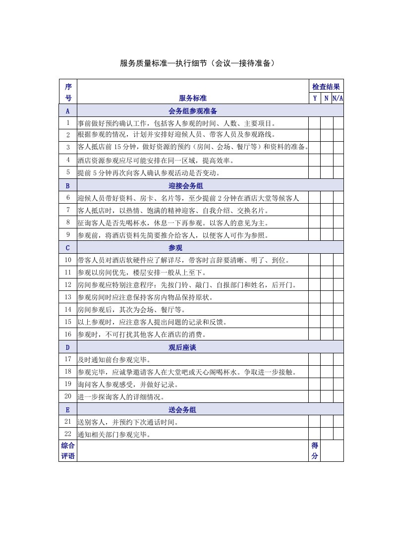 推荐-会议接待准备服务质量检查表