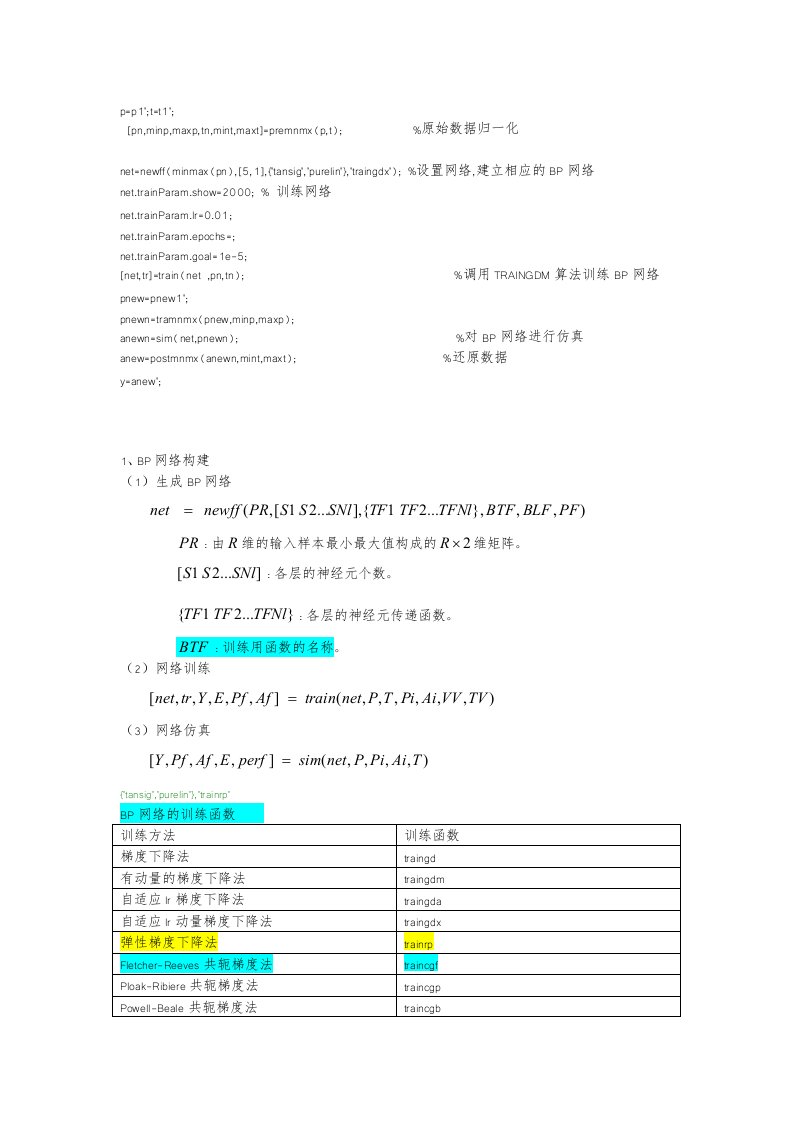 BP神经网络matlab实例(简单而经典)