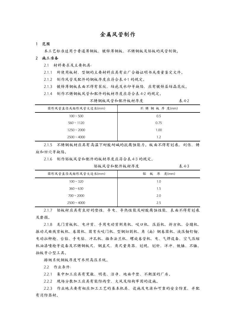 金属风管制作工艺设计