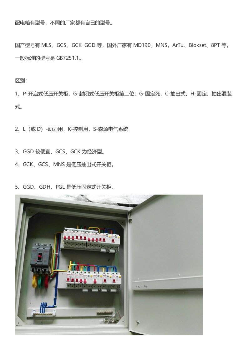 配电箱及其字母说明