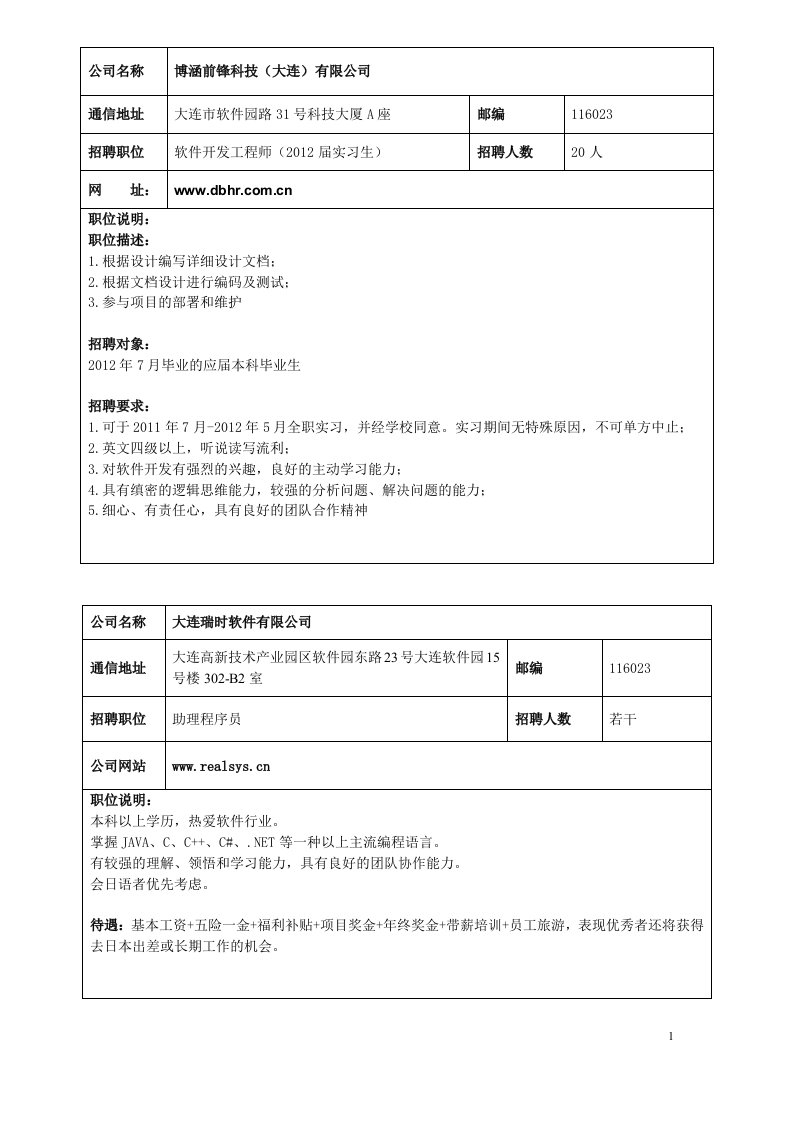 招聘会公布