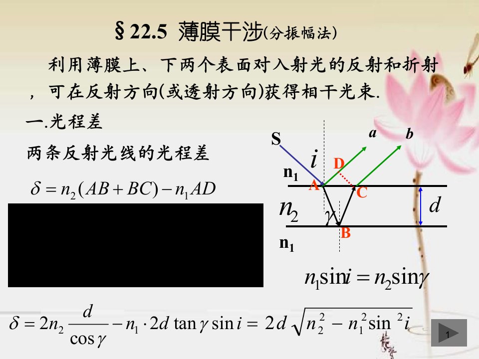 物理第22章光的干涉2薄膜干涉课件