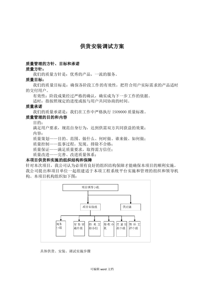 安防设备采购安装供货方案