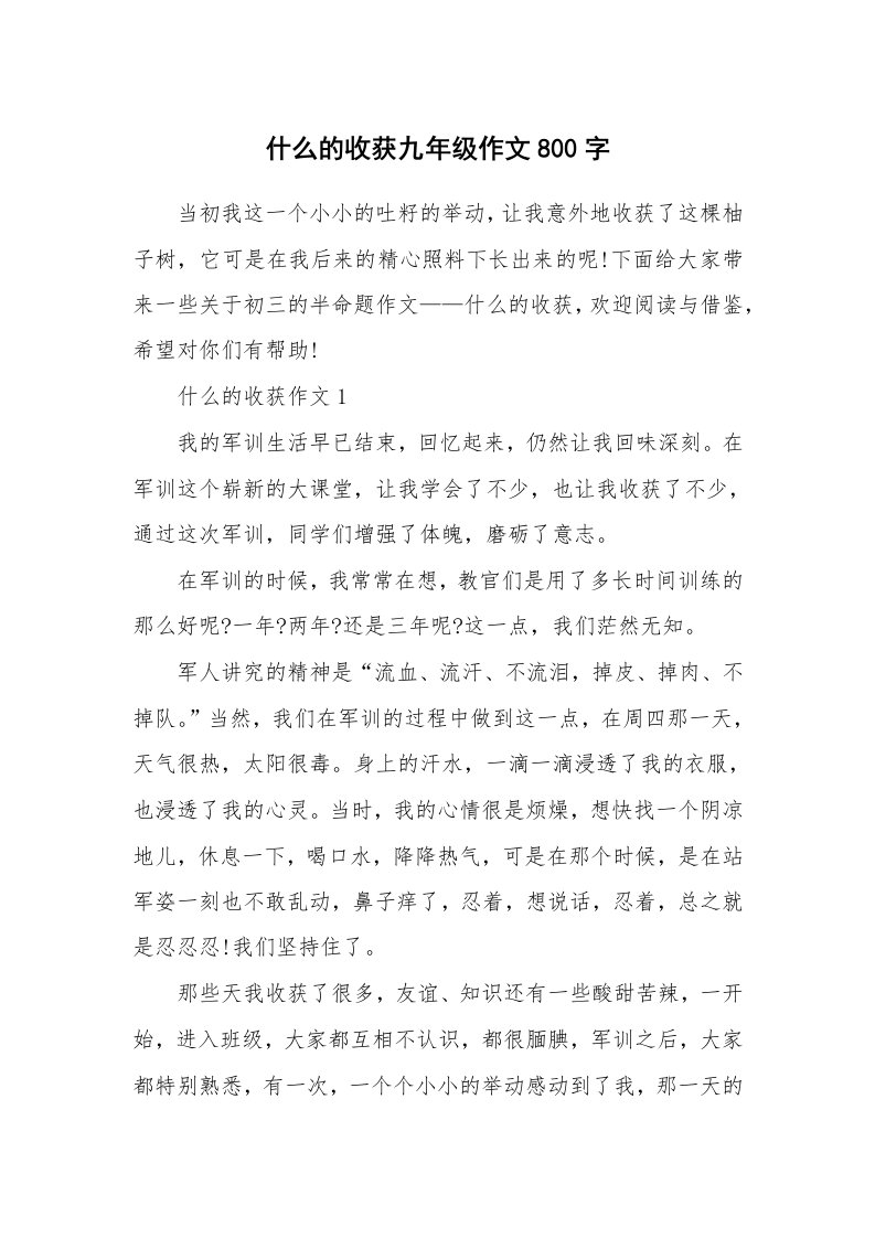 什么的收获九年级作文800字