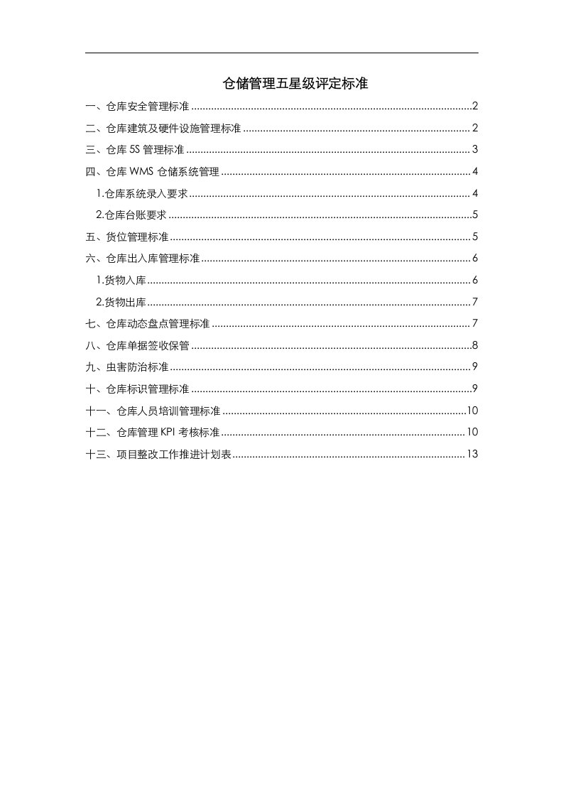 仓储管理五星级评定标准,仓库管理要求与达标检查规范