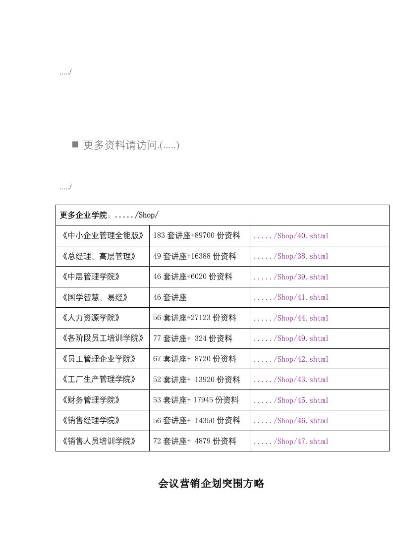 会议营销企划突围方略概述