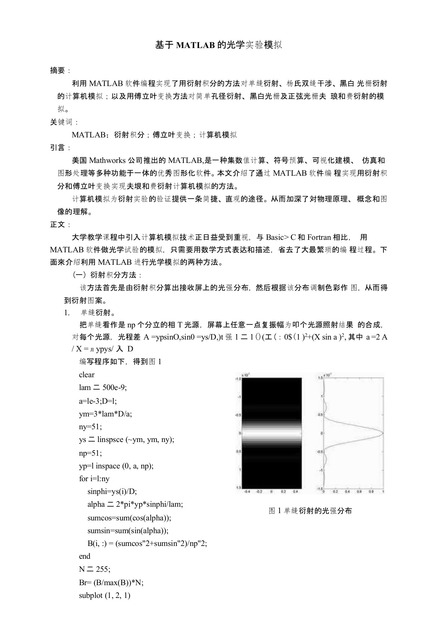 基于MATLAB的光学实验模拟