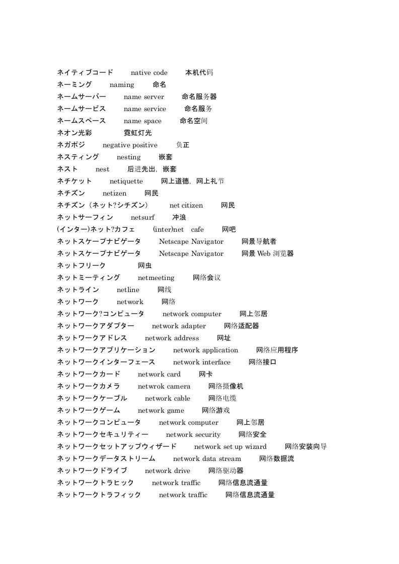 计算机相关日语词汇整理