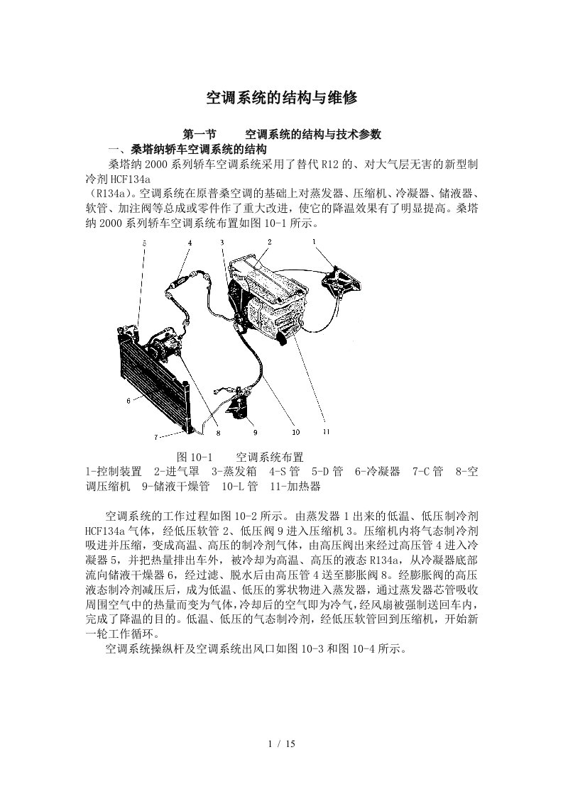 桑塔纳-空调系统的结构与维修