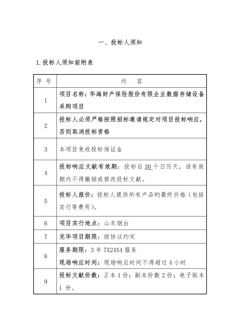 投标报价表华海保险