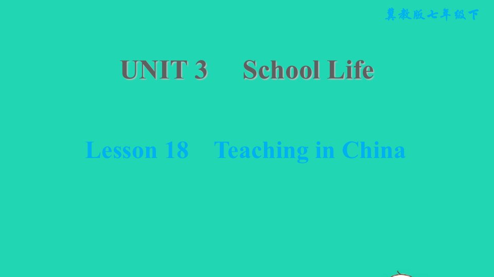 2022春七年级英语下册Unit3SchoolLifeLesson18TeachinginChina习题课件新版冀教版