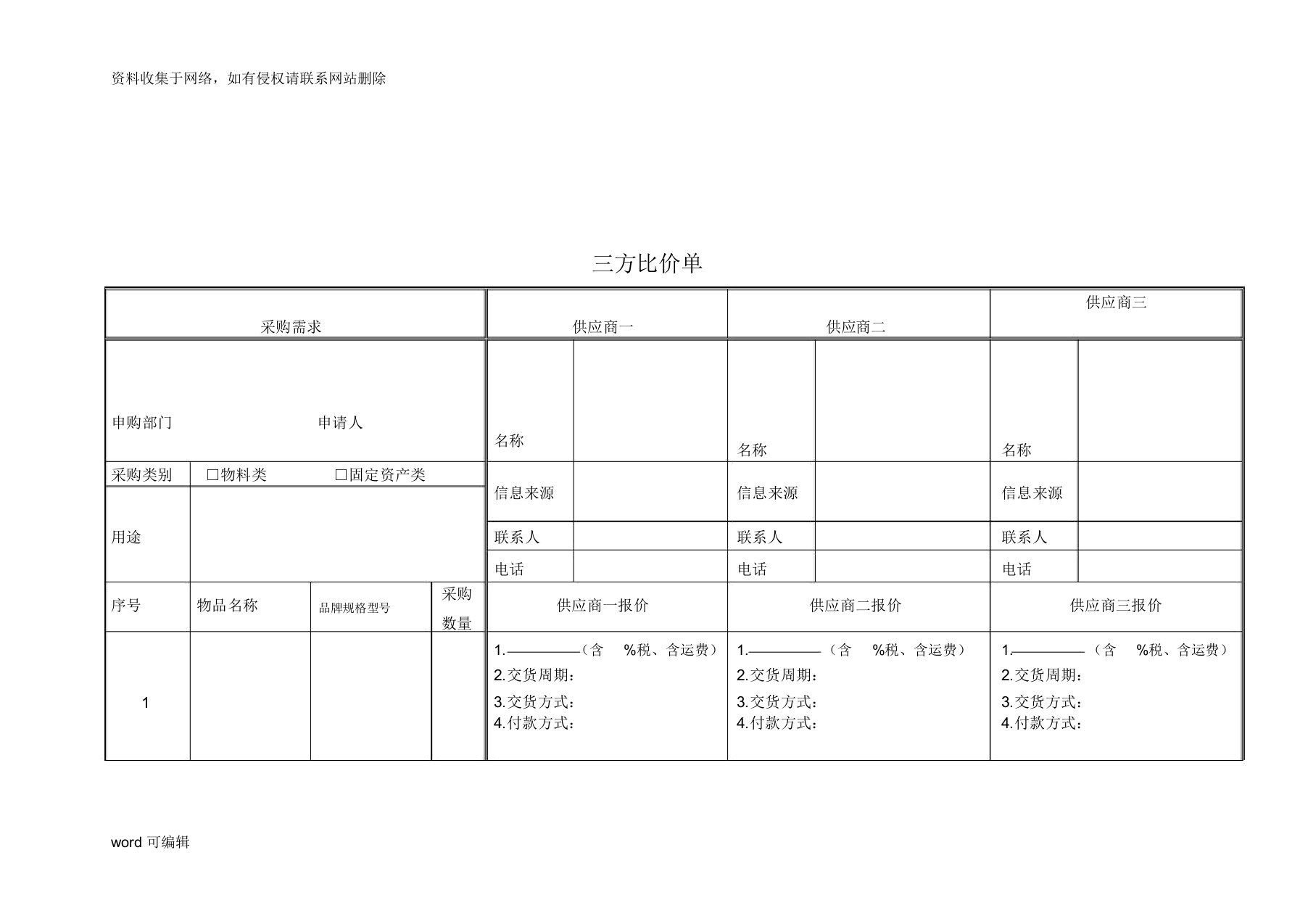 三方比价单74440学习资料