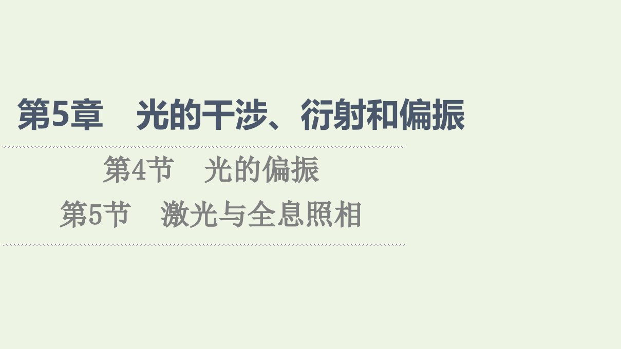 2021_2022学年新教材高中物理第5章光的干涉衍射和偏振第4节光的偏振第5节激光与全息照相课件鲁科版选择性必修第一册