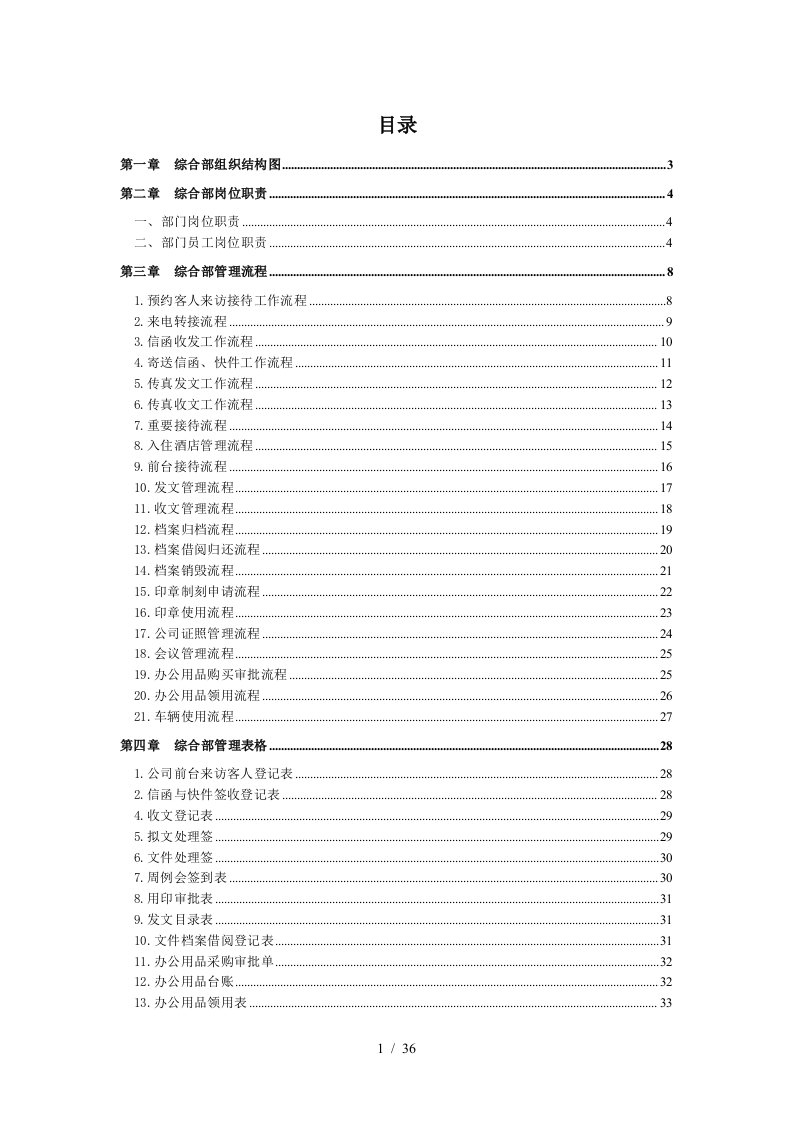 某集团综合部管理规范及流程