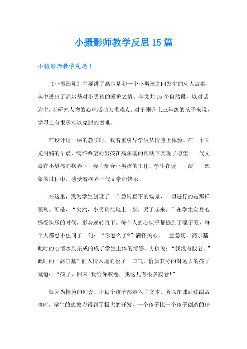 小摄影师教学反思15篇