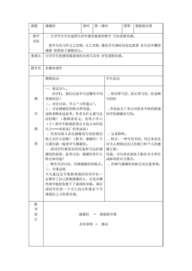 感谢信作文教案