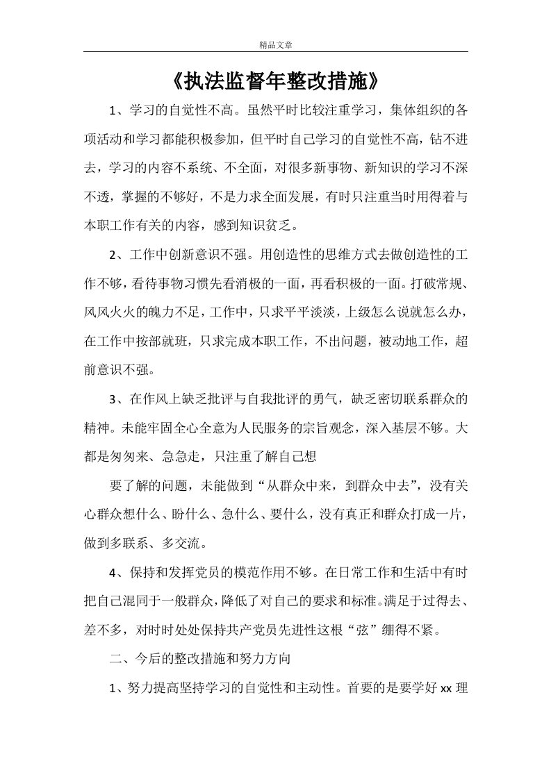 《执法监督年整改措施》