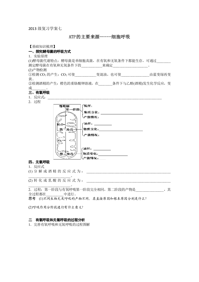 2013级生物复习学案07