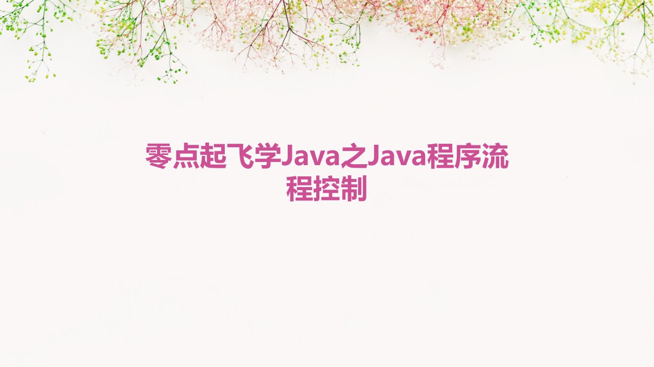 零点起飞学Java之Java程序流程控制