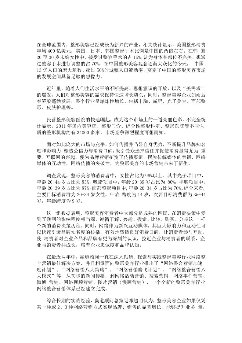 整形美容网络整合营销六大模式