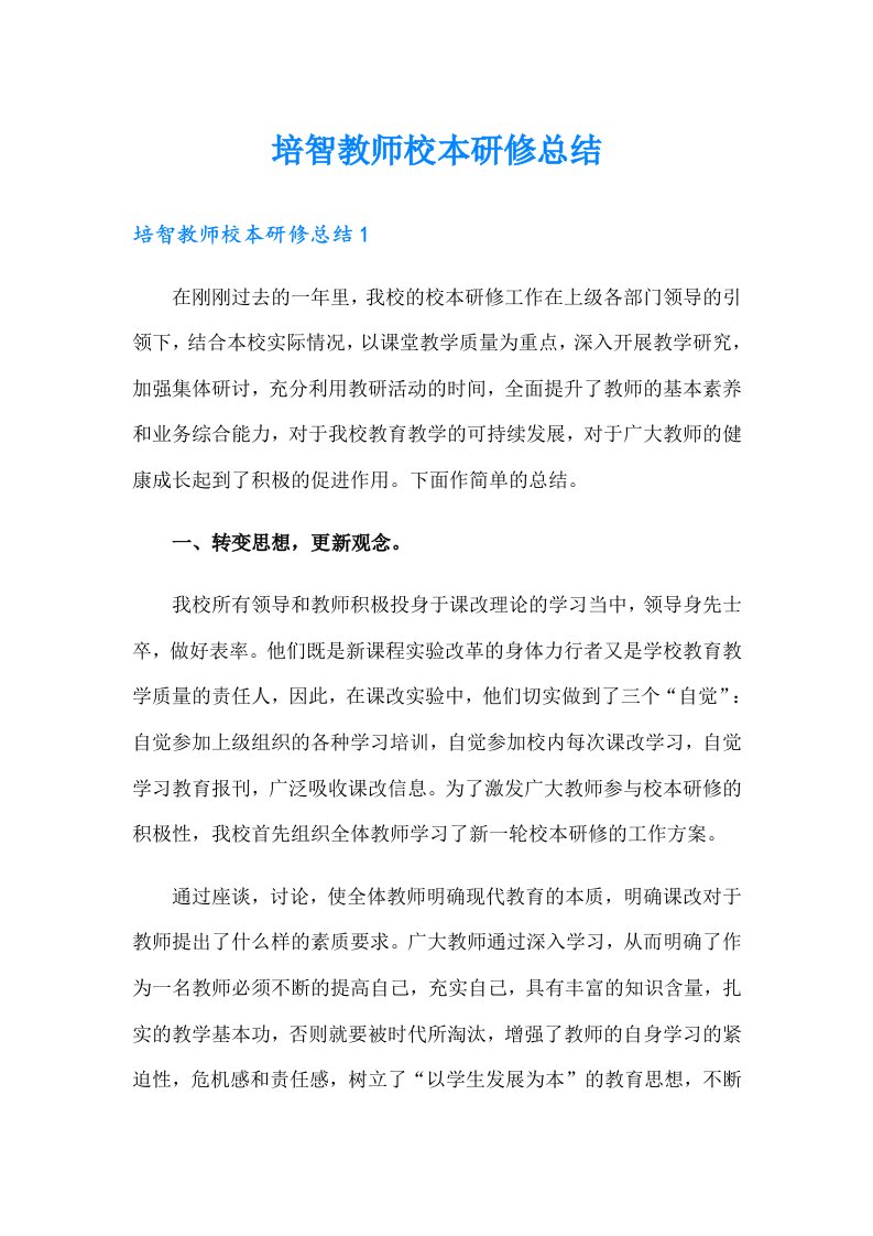 培智教师校本研修总结