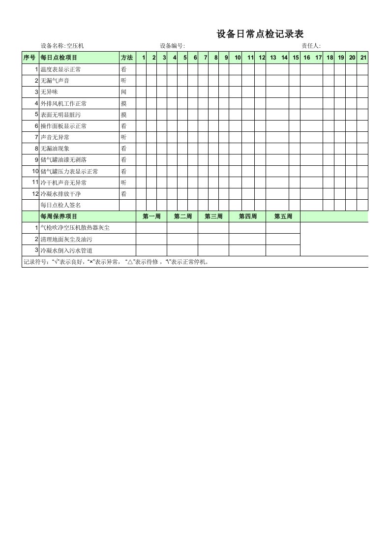空压机点检表