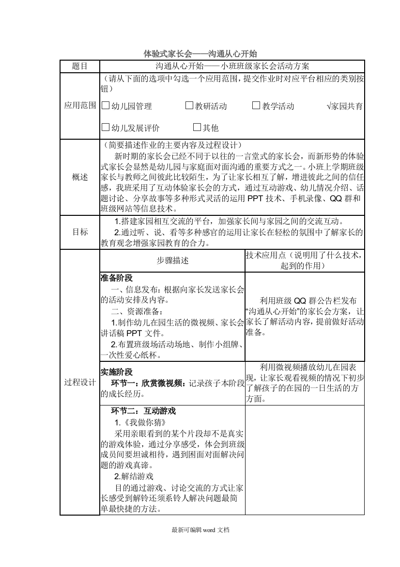 小班体验式家长会沟通从心开始