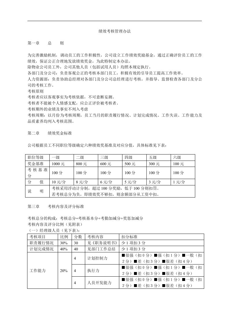 绩效考核管理办法(5)