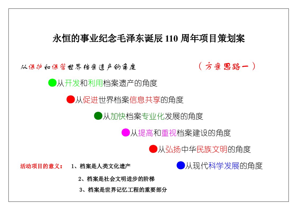 永恒的事业纪念毛泽东诞辰110周年项目策划案