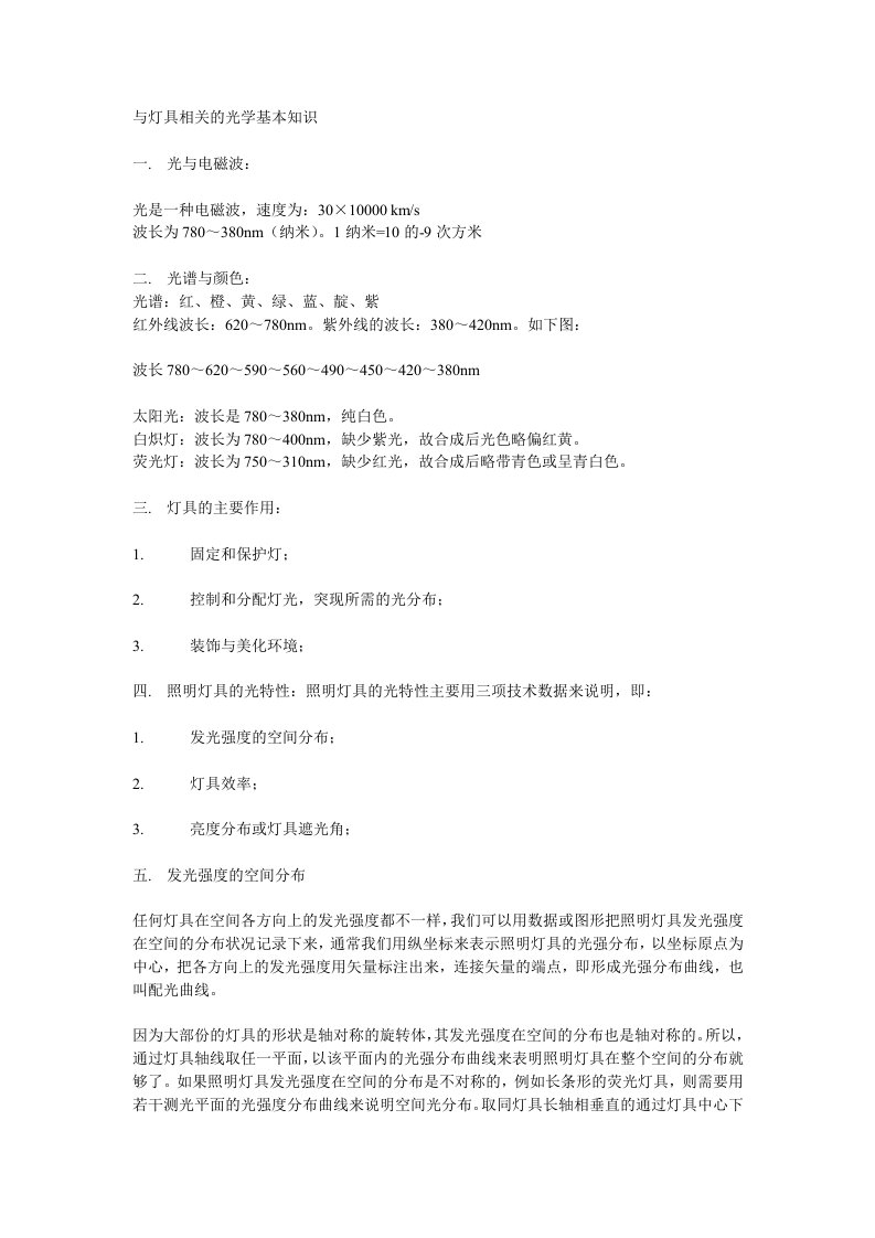 与灯具相关的光学基本知识