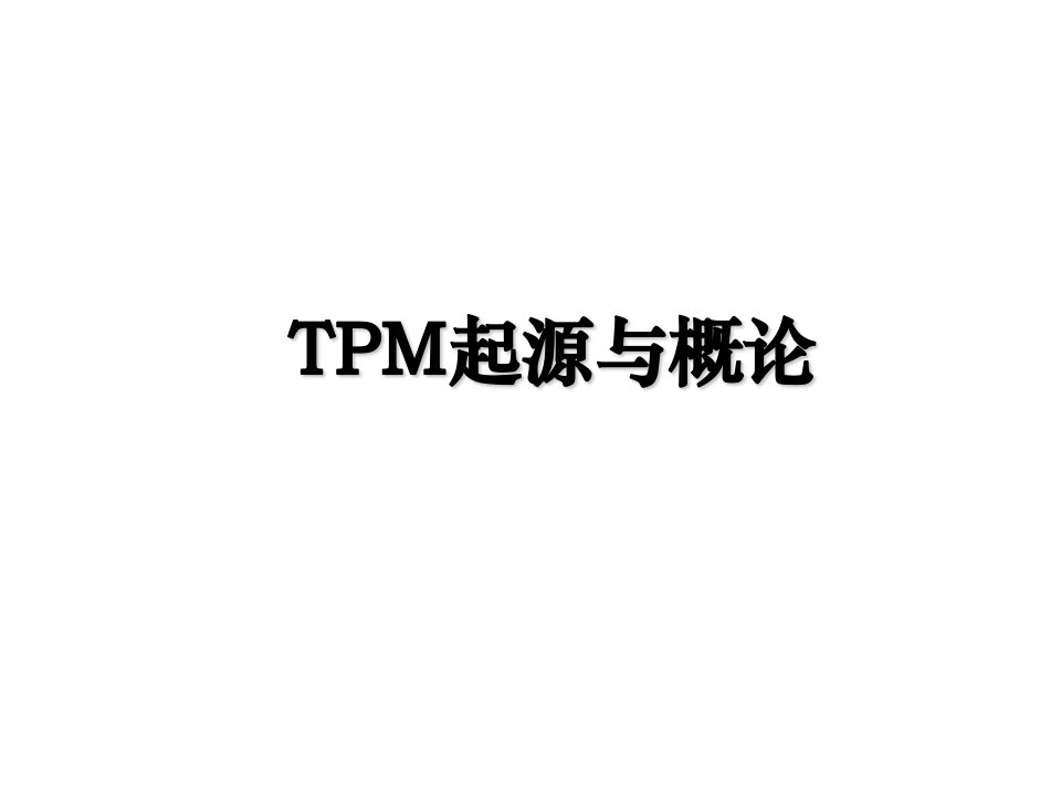 TPM起源与概论