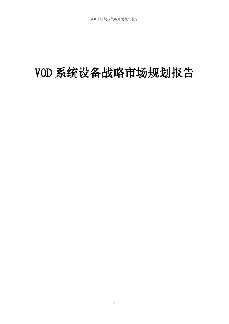 年度VOD系统设备战略市场规划报告