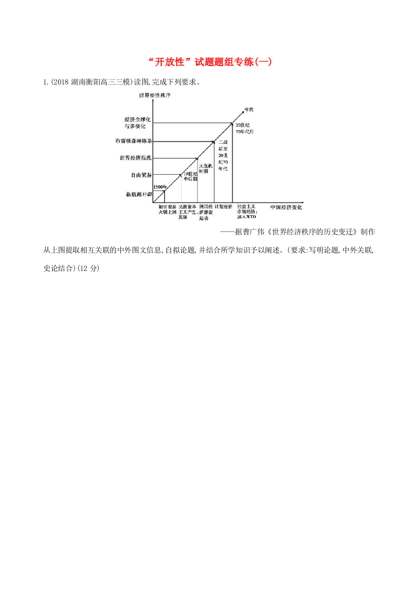 （通史版）高考历史二轮复习“开放性”试题题组专练（一）-人教版高三全册历史试题