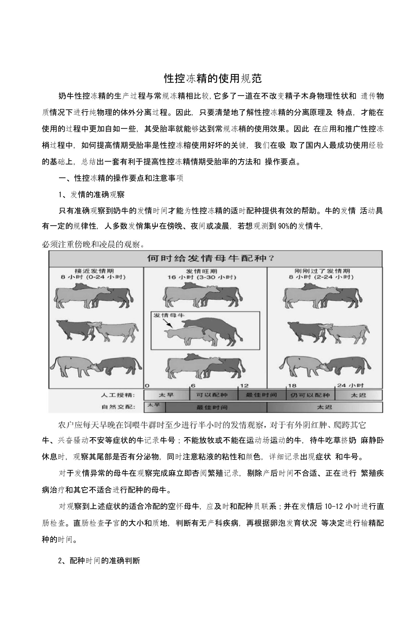 性控冻精的使用规范