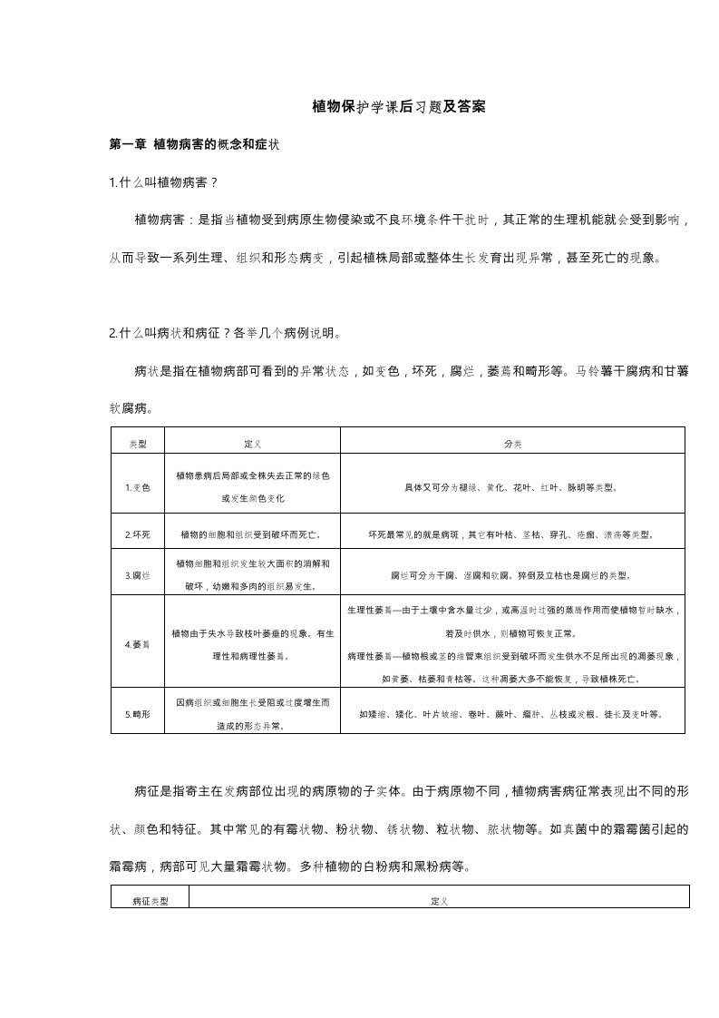 植物保护学课后习题与答案