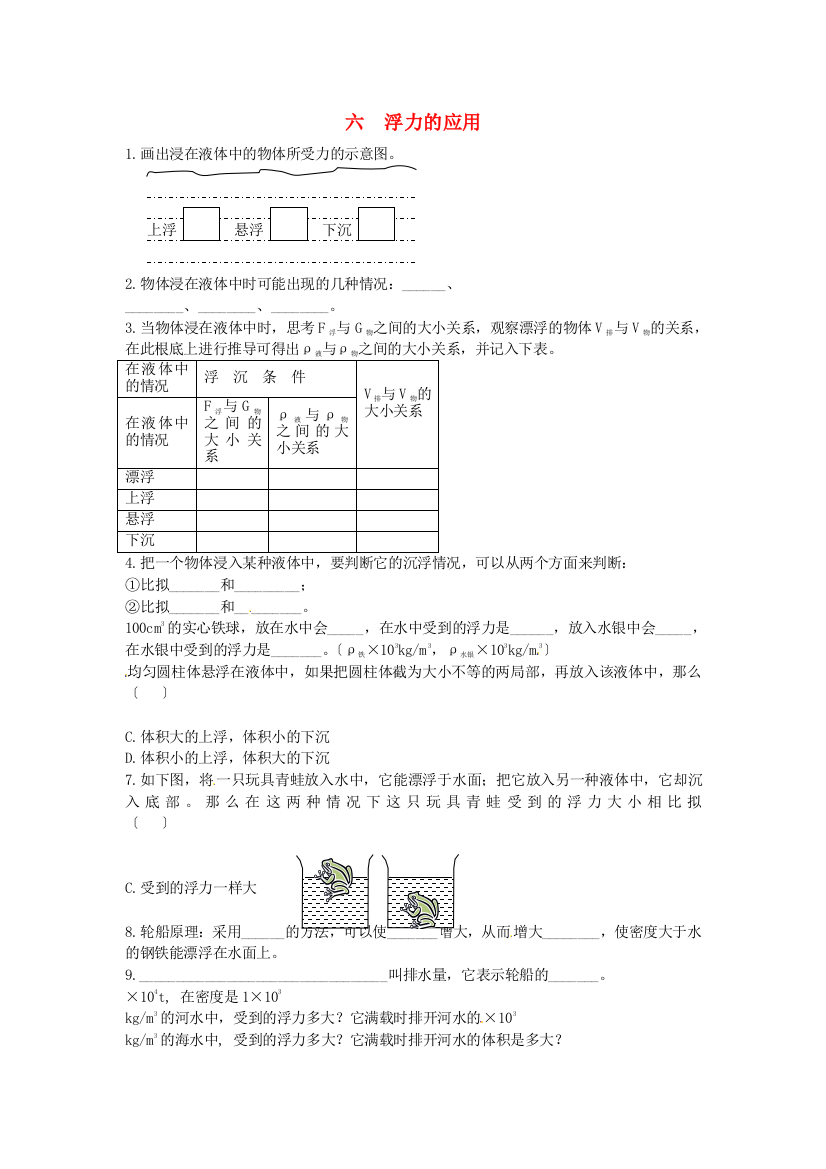 （整理版）六浮力的应用