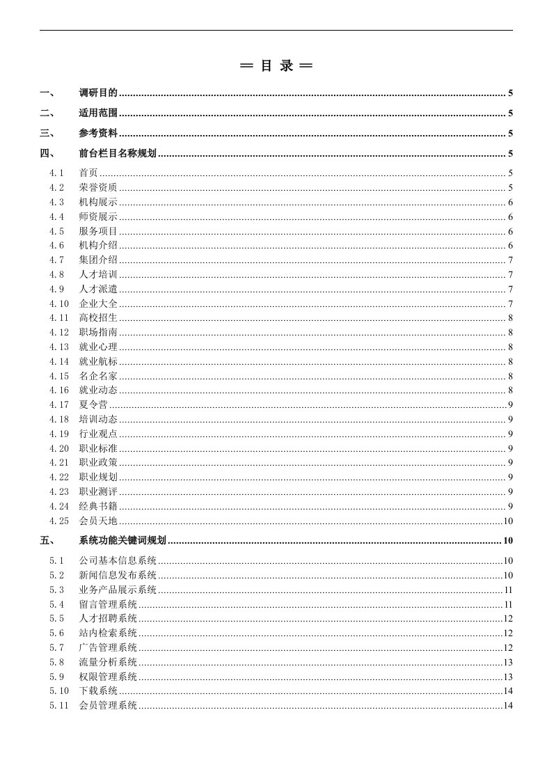 1网站建设项目调研书