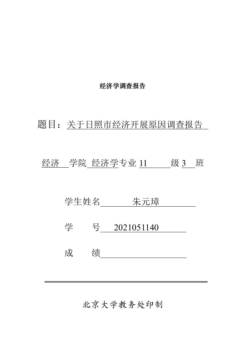 有关日照市经济发展原因的调查报告