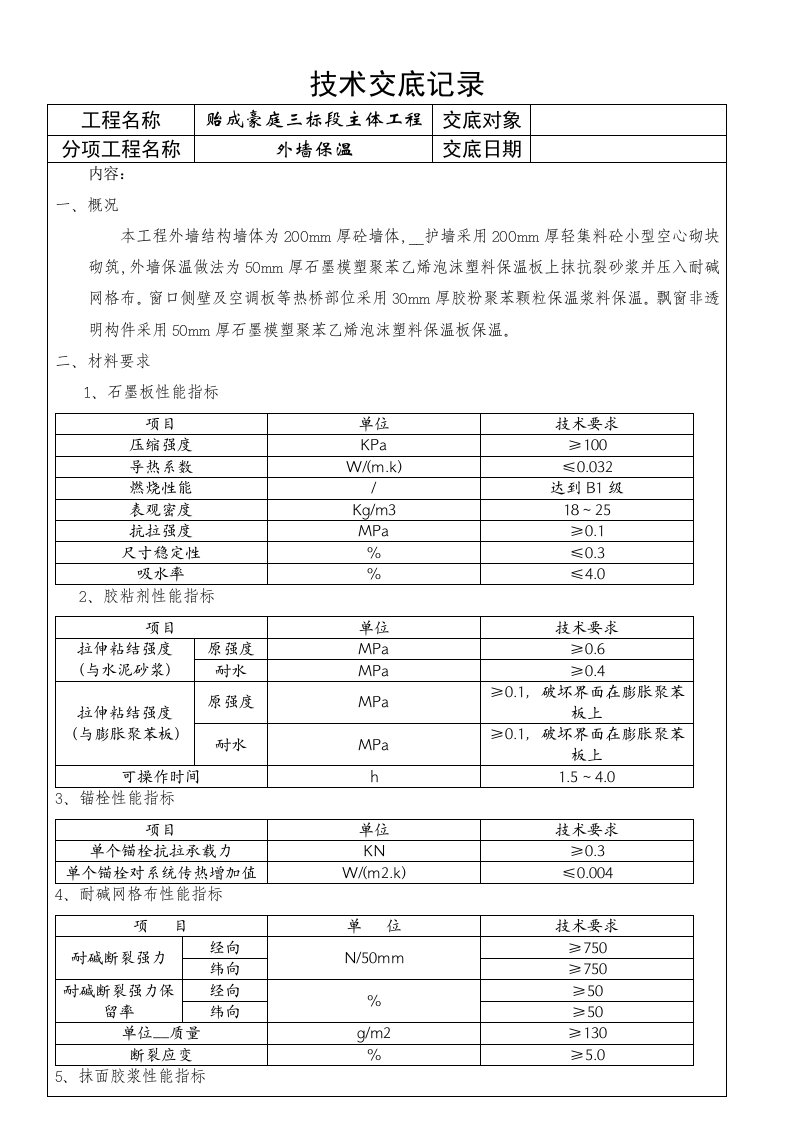 技术交底(外墙保温)