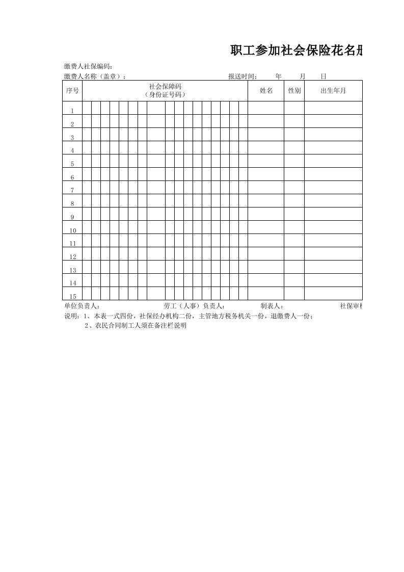 社会保险参保人员花名册