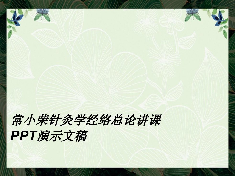 常小荣针灸学经络总论讲课2